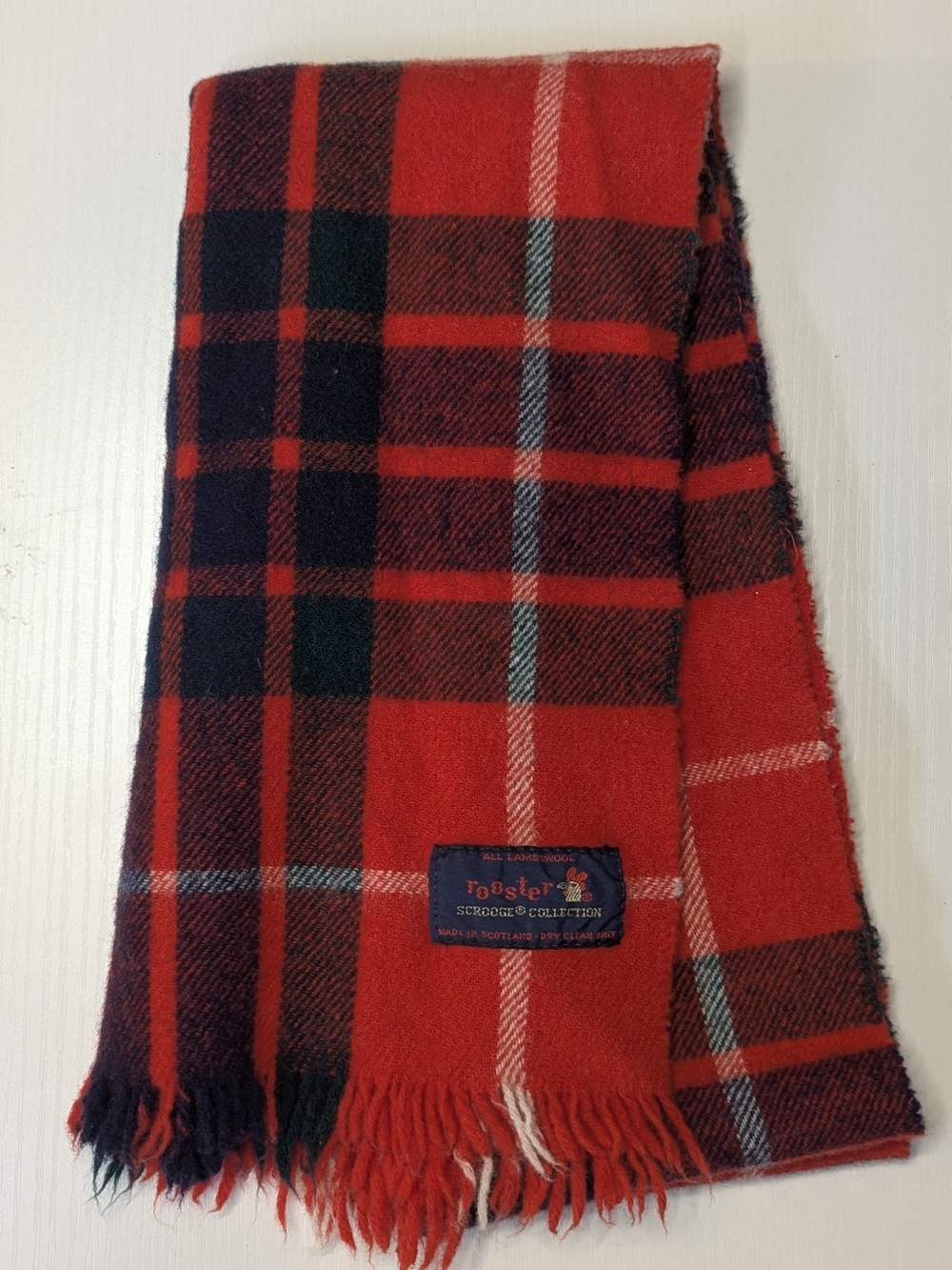 Rooster Scarf Scrooge Collection Lambswool Vtg Red Tartan Wool Made In Scotland